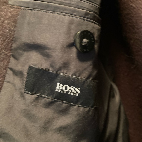 ❤️ Posh Party Feature Item🎈Boss Wool Pea Coat US 38R or mens Medium PRISTINE ❤️ - Picture 7 of 8